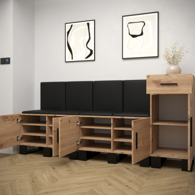 RUMIE 17 előszobagarnitúra - artisan tölgy, fekete panelek