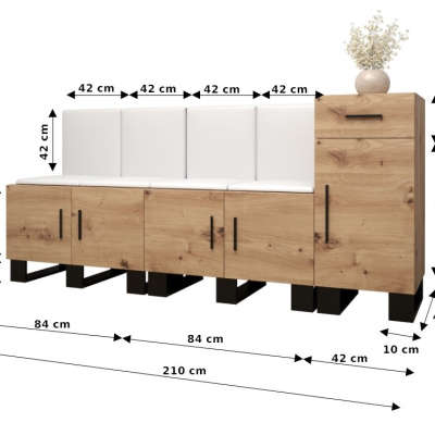 RUMIE 17 előszobagarnitúra - artisan tölgy, fekete panelek