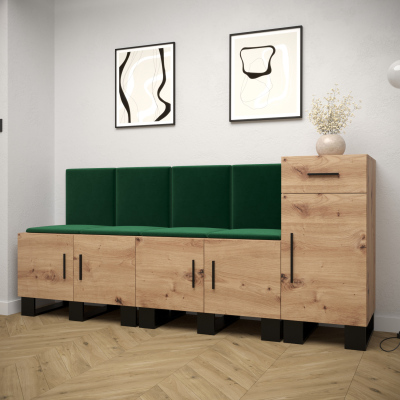 RUMIE 17 előszobagarnitúra - artisan tölgy, zöld panelek