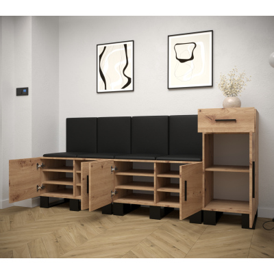 RUMIE 17 előszobagarnitúra - artisan tölgy, fehér ekológikus bőr panelek