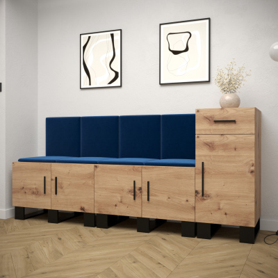 RUMIE 17 előszobagarnitúra - artisan tölgy, kék panelek