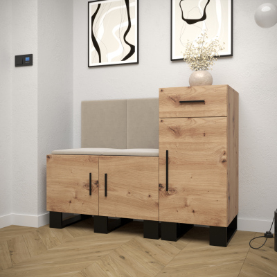 RUMIE 18 előszobagarnitúra - artisan tölgy, bézs panelek