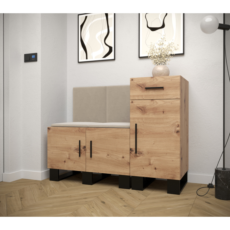 RUMIE 18 előszobagarnitúra - artisan tölgy, bézs panelek