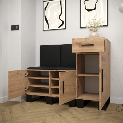 RUMIE 18 előszobagarnitúra - artisan tölgy, kék panelek