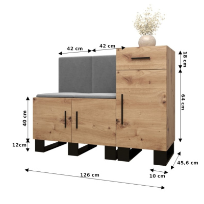 RUMIE 18 előszobagarnitúra - artisan tölgy, zöld panelek