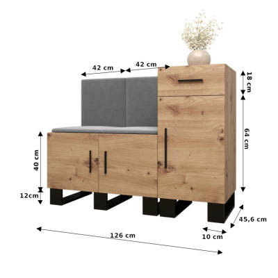 RUMIE 18 előszobagarnitúra - artisan tölgy, zöld panelek