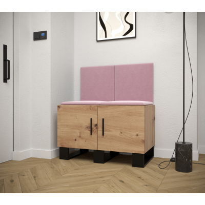 RUMIE 19 előszobagarnitúra - artisan tölgy, rózsaszín panelek