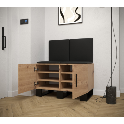 RUMIE 19 előszobagarnitúra - artisan tölgy, fehér ekológikus bőr panelek