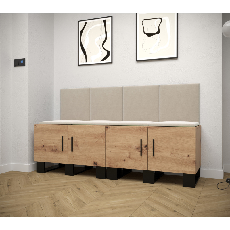 RUMIE 20 előszobagarnitúra - artisan tölgy, bézs panelek
