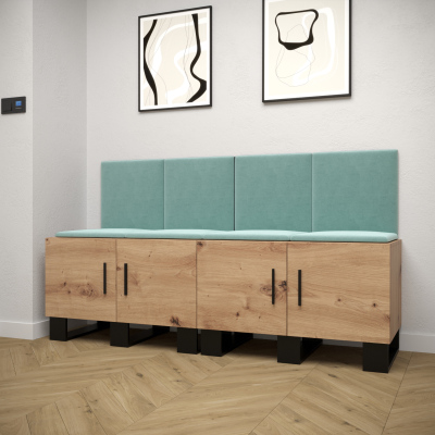 RUMIE 20 előszobagarnitúra - artisan tölgy, menta panelek