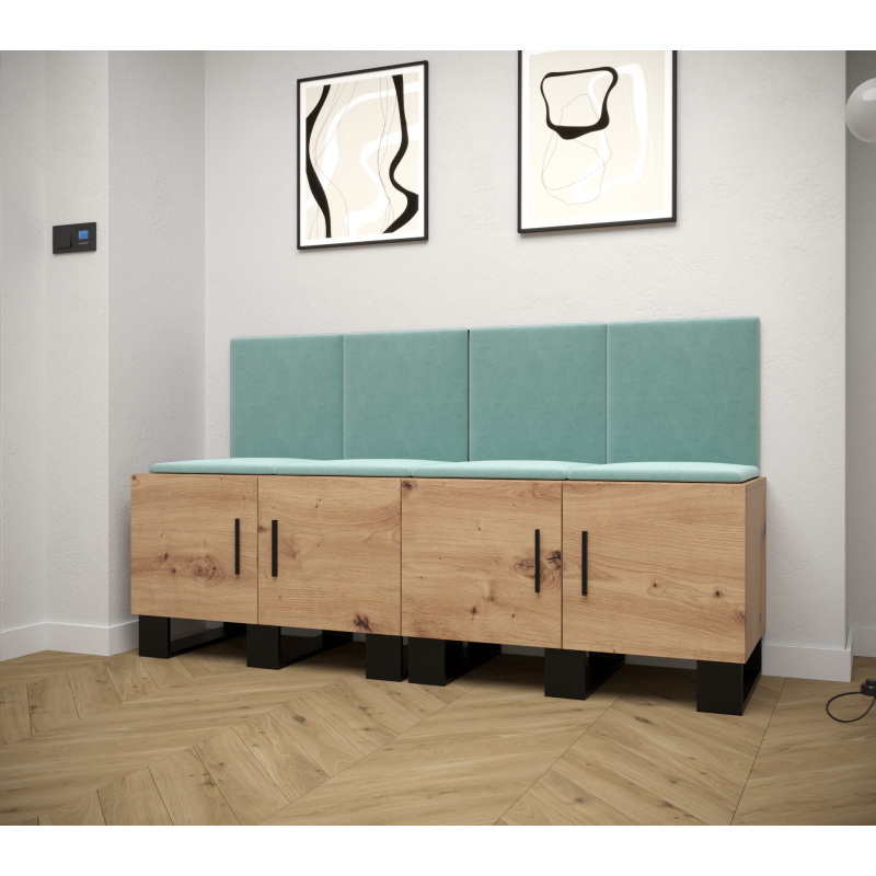 RUMIE 20 előszobagarnitúra - artisan tölgy, menta panelek