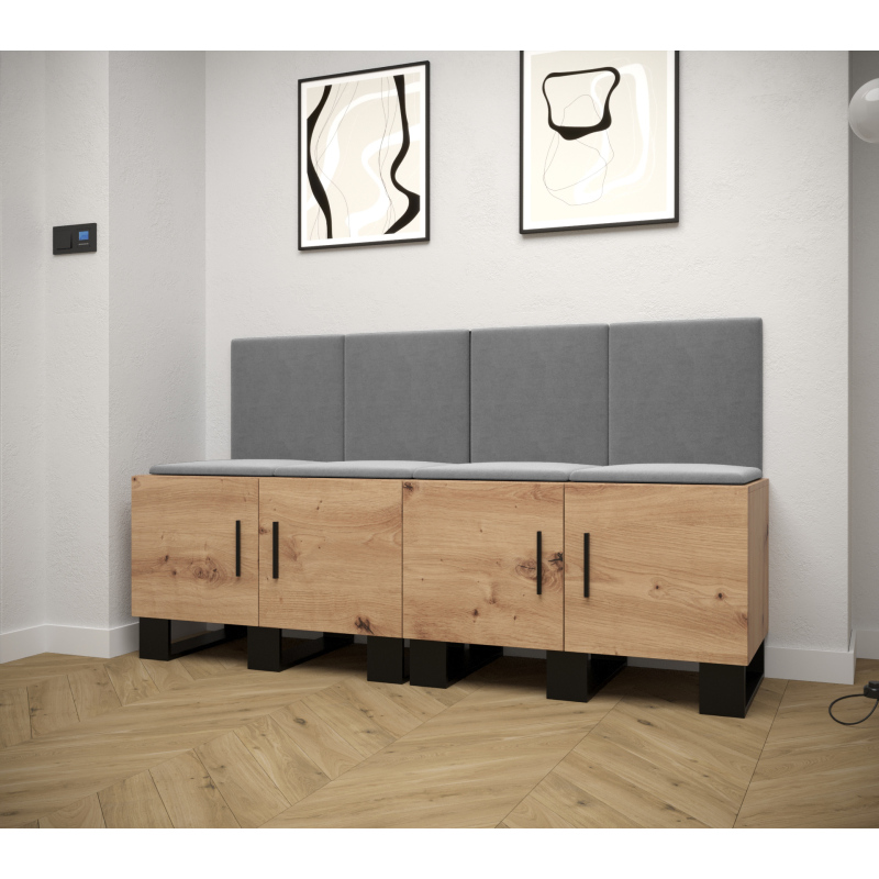 RUMIE 20 előszobagarnitúra - artisan tölgy, szürke panelek