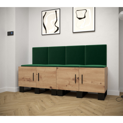 RUMIE 20 előszobagarnitúra - artisan tölgy, zöld panelek