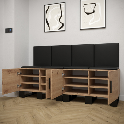 RUMIE 20 előszobagarnitúra - artisan tölgy, fehér ekológikus bőr panelek