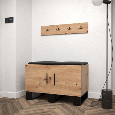 RUMIE 21 előszobagarnitúra - artisan tölgy, fekete panelek