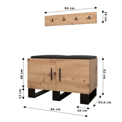 RUMIE 21 előszoba garnitúra - artisan tölgy, rózsaszín panelek