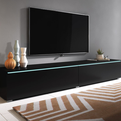 WILLA D TV szekrény fehér LED világítással 180 cm - fekete