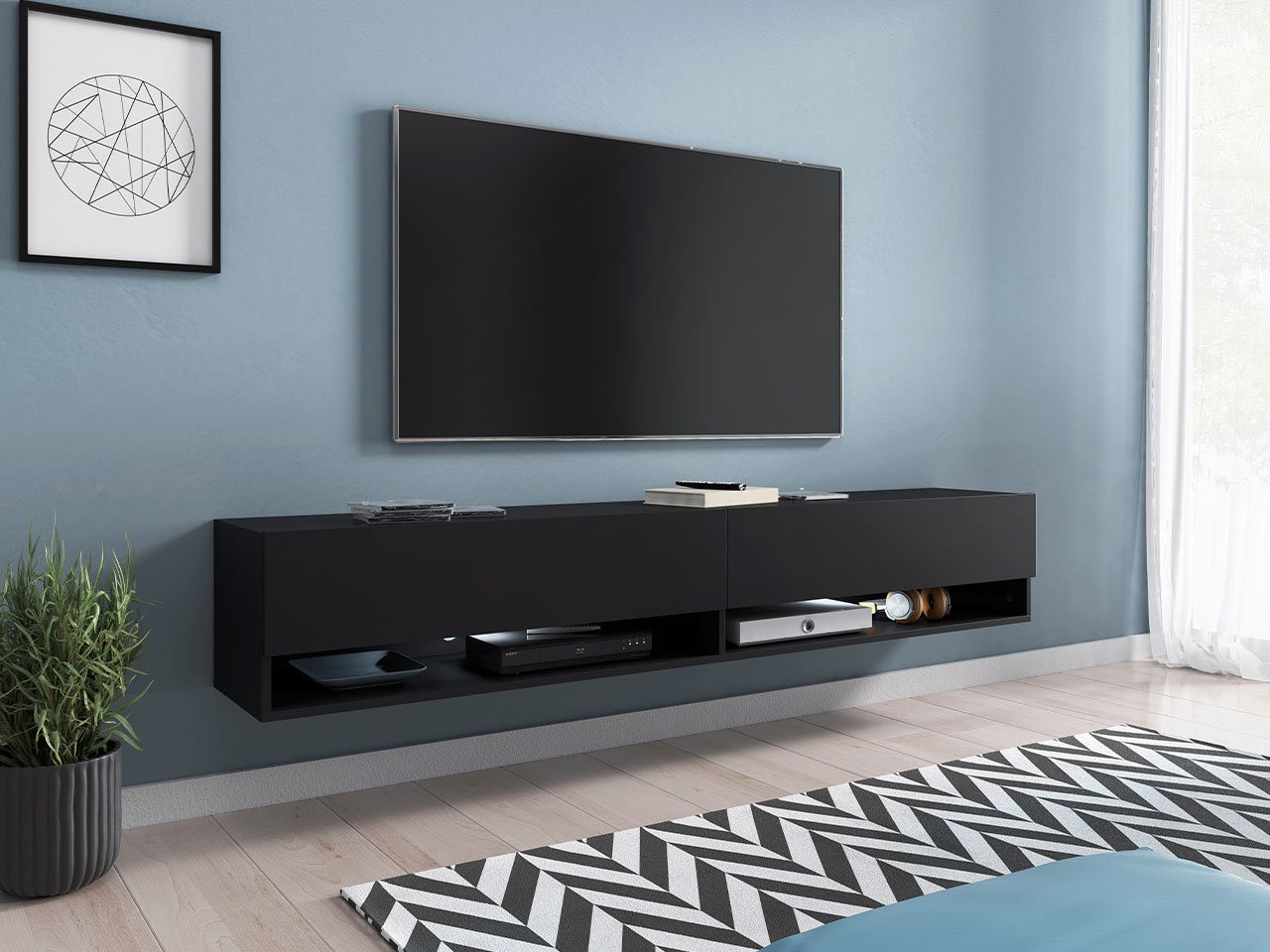 WILLA A TV-asztal 180 cm - fekete