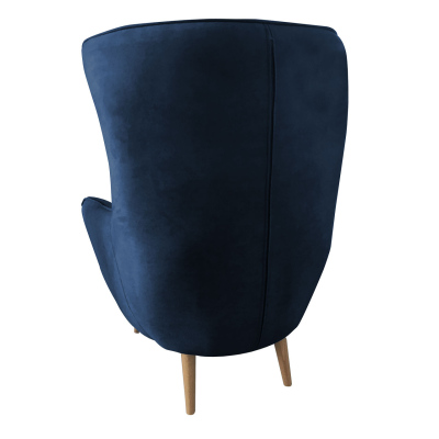 LEVI stílusos füles fotel zsámollyal - kék