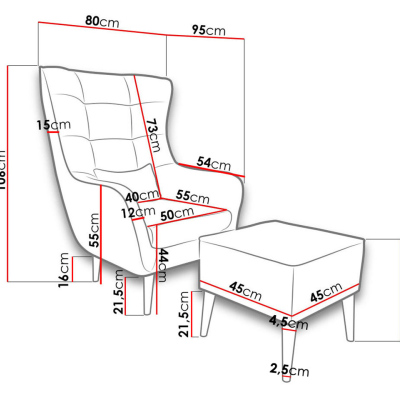 LEVI design pihenő fotel puffal - bézs