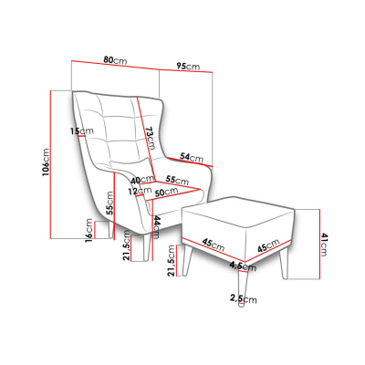 LEVI design pihenő fotel puffal - bézs