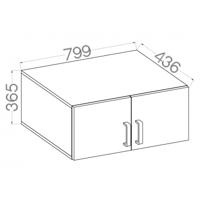 MABAKA gardrób feletti bővítmény - szélesség 80 cm, artisan tölgy / szürke