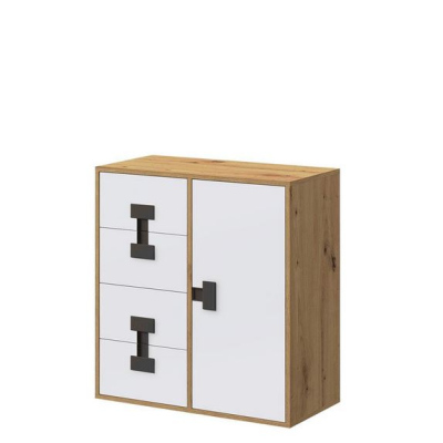 BASHIRA 2 fiókos komód - tölgy / fehér