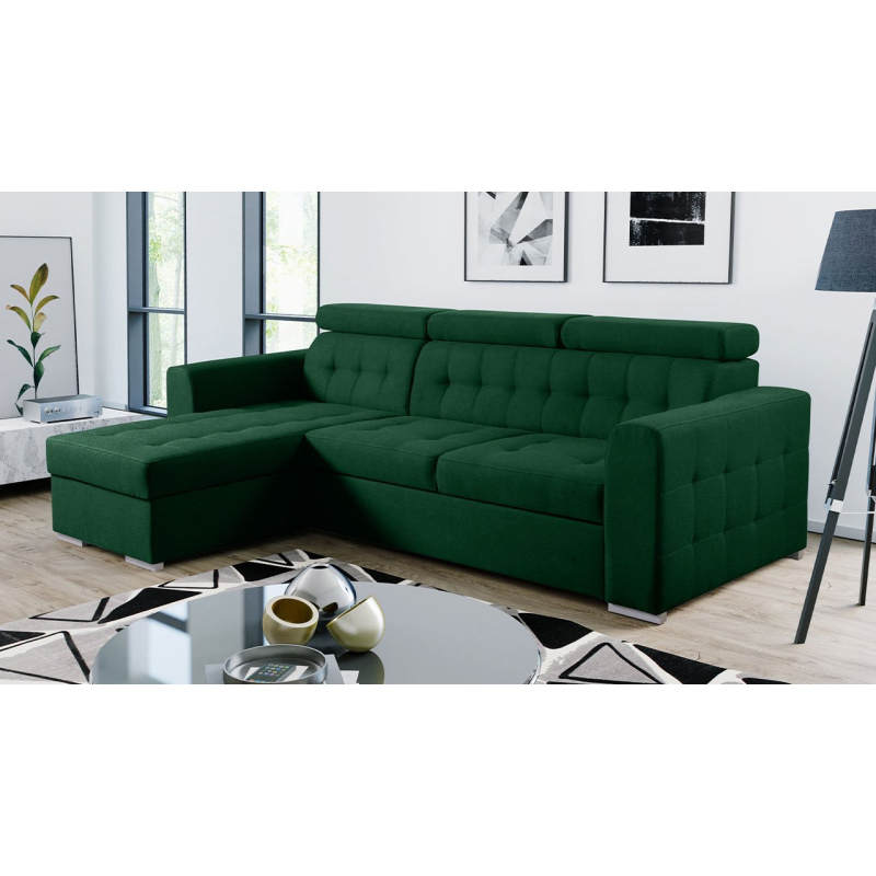 GRANADA kinyitható kanapé tárolóhellyel - zöld, bal sarok