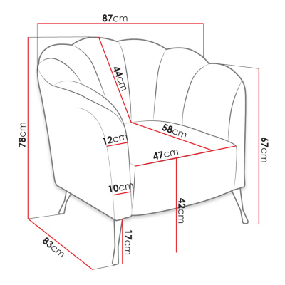 KOHANA stílusos fotel - szürke / fekete lábak