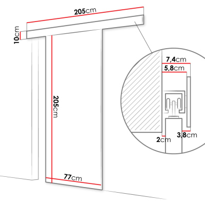MIRAN 4 tolóajtó tükörrel - 70 cm, fehér