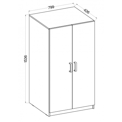 Kétajtós MABAKA szekrény - szélesség 80 cm, szürke