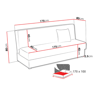OROPE kinyitható kanapé mindennapi alváshoz - szürke