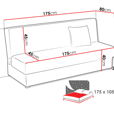 OROPE kihúzható kanapé a mindennapi alváshoz - sötétszürke