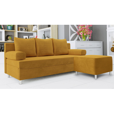 ELZA kinyitható kanapé zsámollyal - sárga