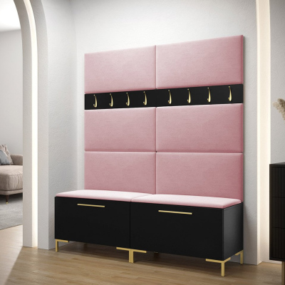 ANDORA 2 előszoba fal kárpitozott panelekkel - fekete / rózsaszín
