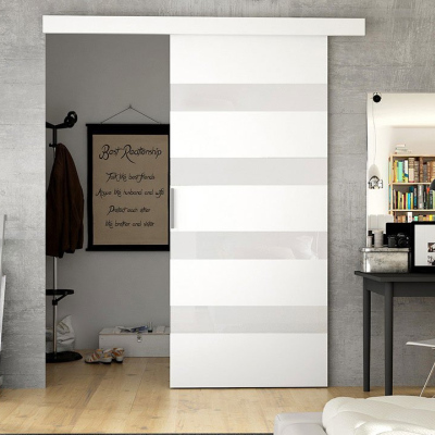 MANAMI tolóajtó 5 - 80 cm, fehér / fehér üveg