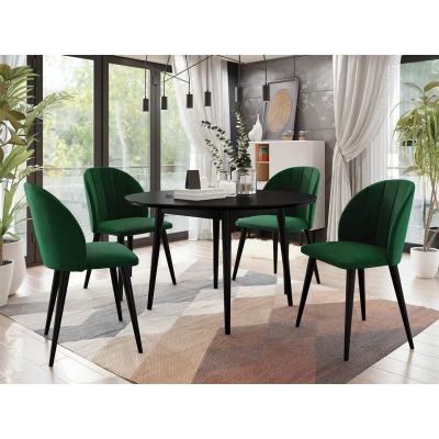 Kerek étkezőasztal 120 cm 4 székkel NOWEN 1 - fekete / zöld