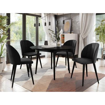 Kerek étkezőasztal 120 cm 4 székkel NOWEN 1 - fekete