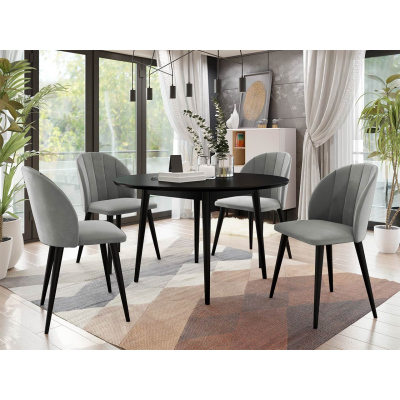 Kerek étkezőasztal 120 cm 4 székkel NOWEN 1 - fekete / szürke