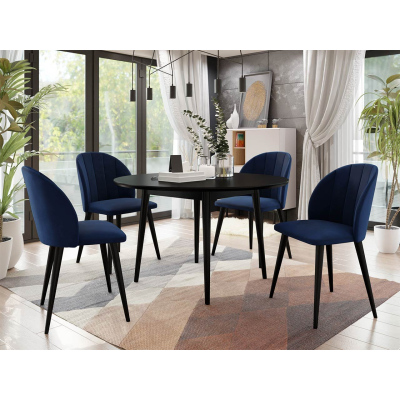 Kerek étkezőasztal 120 cm 4 székkel NOWEN 1 - fekete / kék