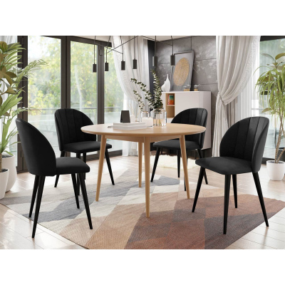 Étkezőasztal 120 cm 4 székkel NOWEN 1 - natúr fa / fekete