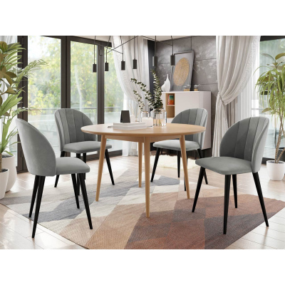 Étkezőasztal 120 cm 4 székkel NOWEN 1 - natúr fa / fekete / szürke