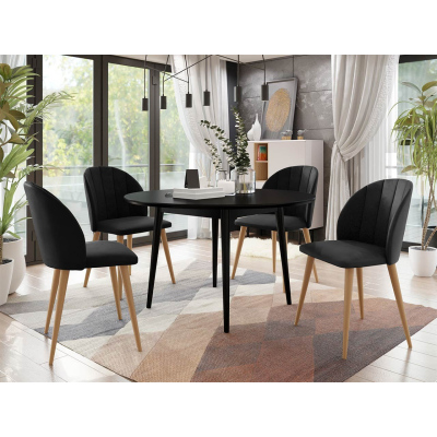 Étkezőasztal 120 cm 4 székkel NOWEN 1 - fekete / natúr fa