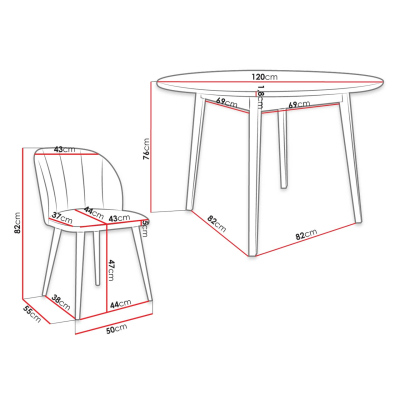 Étkezőasztal 120 cm 4 székkel NOWEN 1 - natúr fa / fekete