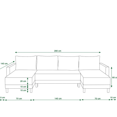 BERENIK tágas U-alakú ülőgarnitúra - barna / 1-es minta