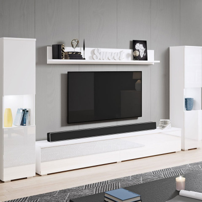 Modern nappali fal LED világítással ROSALIO XL - fényes fehér / fehér