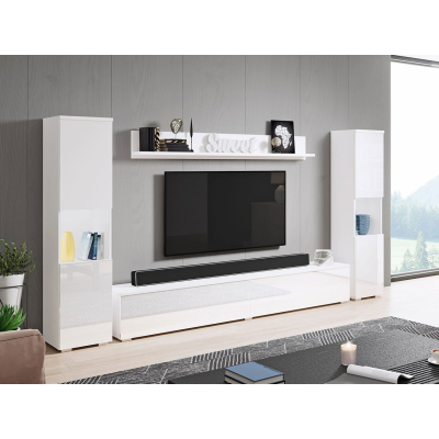 Modern nappali fal ROSALIO XL - fényes fehér / fehér