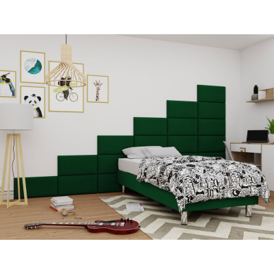 Kárpitozott egyszemélyes ágy 80x200 NECHLIN 2 - zöld + 60x30 cm-es panelek INGYEN