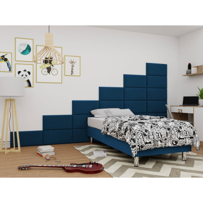 Kárpitozott egyszemélyes ágy 80x200 NECHLIN 2 - kék + 60x30 cm-es panelek INGYEN