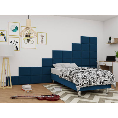 Kárpitozott egyszemélyes ágy 80x200 NECHLIN 2 - kék + 40x30 cm-es panelek INGYENES